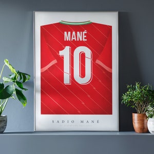 Póster Camiseta Sadio Mané • Liverpool 21/22 • Retro • Obra • Individual • Fútbol • Regalo • Para Él • Para Novio • Para Fanático del Fútbol
