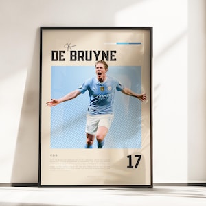 Póster Retro Vibes de Kevin de Bruyne | Leyenda de la ciudad | Tamaños A3 y A4 | Marco negro opcional | Impresión fotográfica de alta calidad