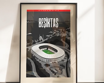Stadion Poster Besiktas | Arena Stadium | A3 & A4 Größen | Schwarzer Rahmen optional | Hochwertiger Fotodruck