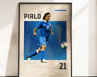 Retro Vibes Poster of Andrea Pirlo | Italian Legend | A3 & A4 Sizes | Black Frame Optional | High-Quality Photo Print