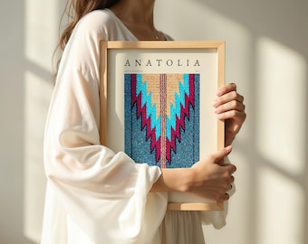 Oriental Carpet Pattern Poster • Anatolia Design in A3 & A4, Boho Wall Decor, Vintage Style, Cultural, Ethnic, Carpet Universe