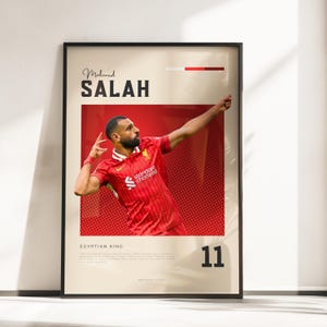 Póster Vibraciones retro de Mohamed Salah | Leyenda del Liverpool | Tamaños A3 y A4 | Marco negro opcional | Impresión fotográfica de alta calidad