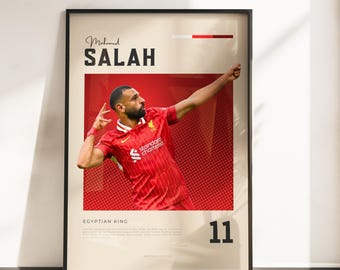 Retro Vibes Poster of Mohamed Salah | Liverpool Legend | A3 & A4 Sizes | Black Frame Optional | High-Quality Photo Print