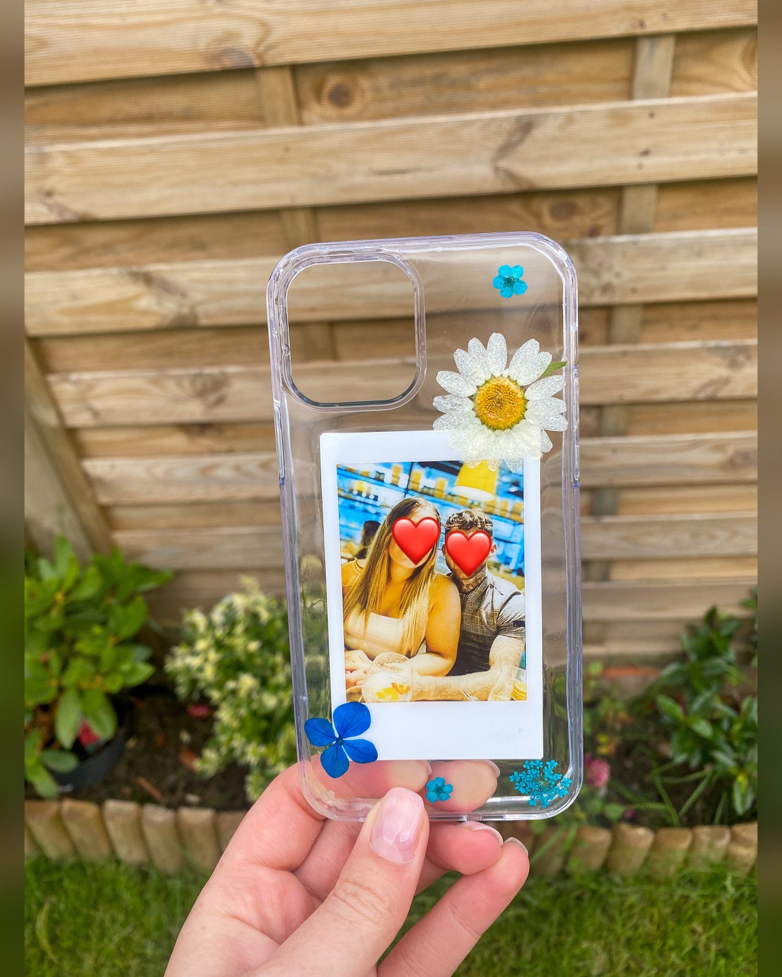 Personalised polaroid resin phone case with dried flowers and Etsy