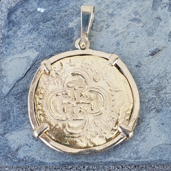 GOLD ATOCHA Coin, 14kt solid gold , with 14kt solid gold setting