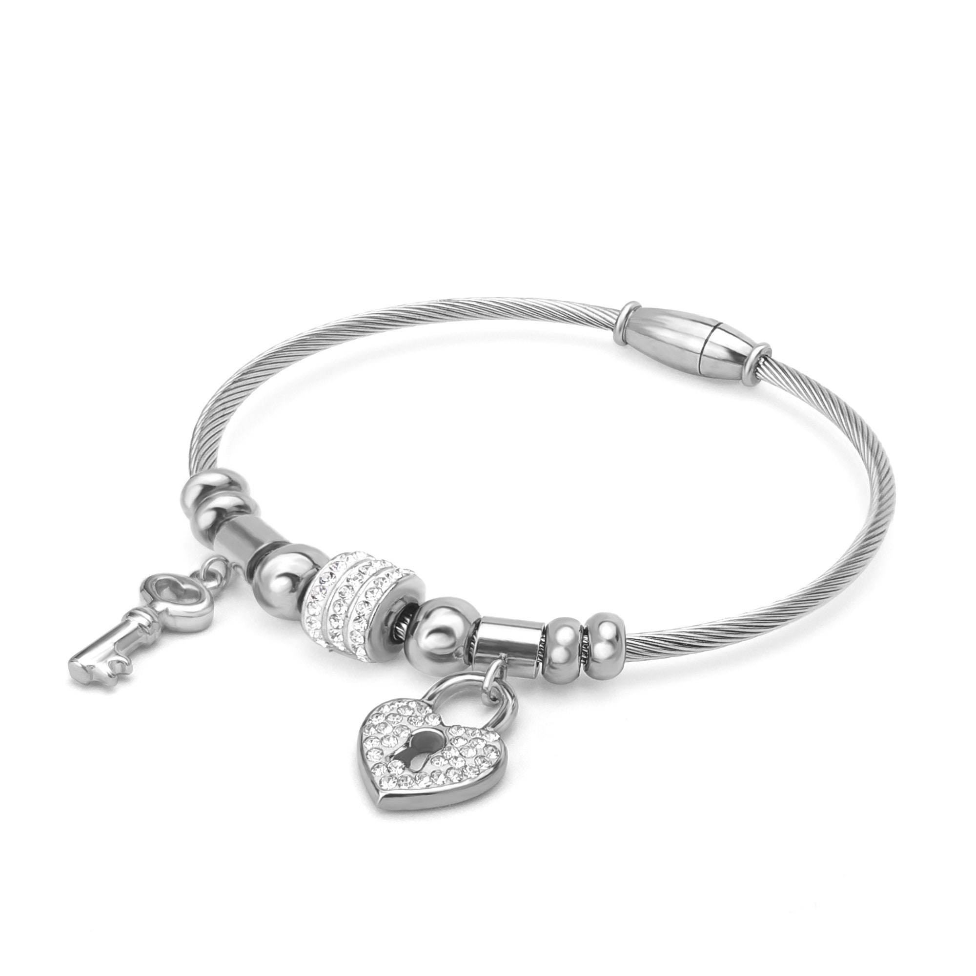 Heart Lock With Key Charm Bracelet Gift for Her Key to My - Etsy UK
