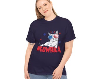 Patriotic Cat Meowica 4th of July Funny Kitten Lover T-Shirt