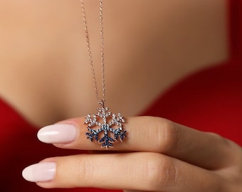 Mix Stone Snowflake Model Women's Sterling Silver Necklace