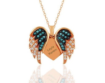 Angel Wings Women's Sterling Silver Necklace Medium Size