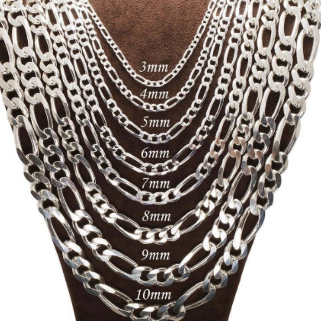 925 Sterling Silver Figaro Chain Necklace Men Woman Chain Gift - Etsy