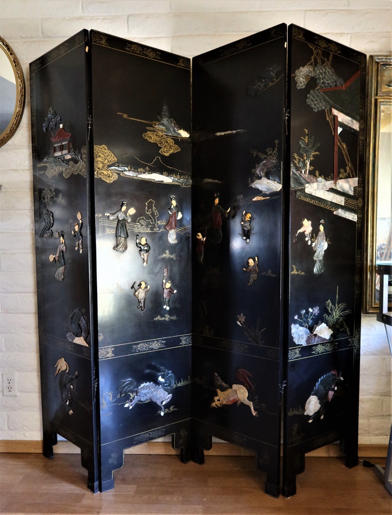 Magnificent Antique Japanese Room Divider Depicts the Four Seasons Etsy