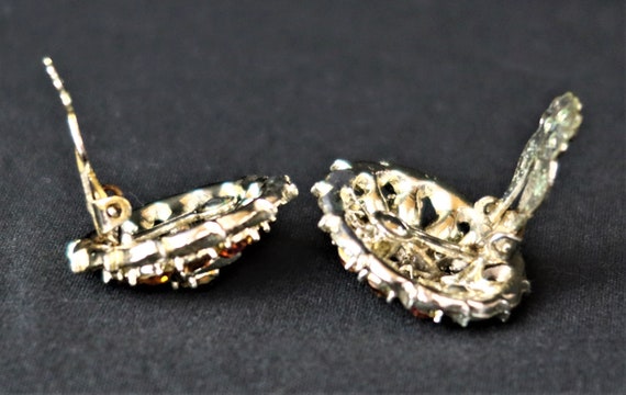 Stylish Golden Amber Rhinestones Clip-on Earrings - image 4