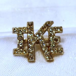 Unique Vintage Silver-Tone and Rhinestone Brooch Spells the Name &quot;IKE&quot;