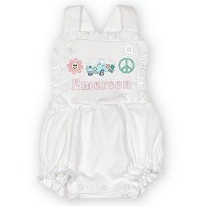 Groovy Theme with Name | Birthday Outfit | Retro Peace Sign Gift | Peach Themed Clothes | Personalized Daisy Custom Name | Embroidery