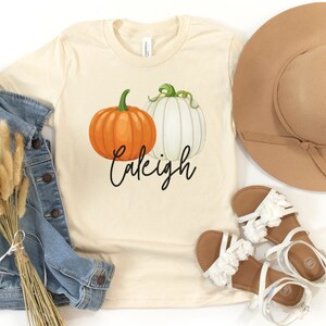 Camicia autunnale personalizzata per bambini / T-shirt zucca da ragazza carina / T-shirt autunno spettrale per bambini