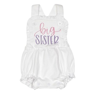 Embroidered Sibling Romper | Pregnancy Announcement Outfit | Big Sister Little Brother Sunsuit
