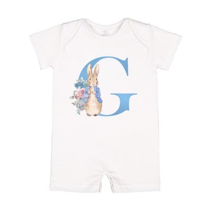 Peter Rabbit Personalized First Birthday Bodysuit | Custom Flopsy Monogram Romper | Beatrix Potter Gift | Custom Girl Boy Birthday Outfit