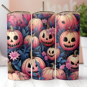 Pumpkin Patch Halloween Tumbler | Spooky Season Water Bottle | Fall Pumpkin Skinny Tumbler Gift for Her | Spooky Season Gift