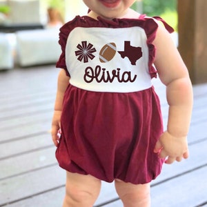 Custom Embroidered Sport Romper | Kid's Custom Outfit | Personalized Gift for Baby | Football Party Clothes | Embroidered Bubble Sunsuit