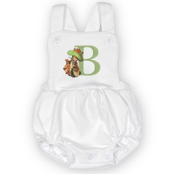 Benjamin Bunny Monogrammed Sunsuit | Personalized Bubble Romper | Beatrix Potter Baby Shower Gift | Boy's Custom | Girl Outfit