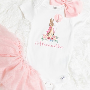 Flopsy Personalized First Birthday Bodysuit | Personalized Flopsy Romper | Beatrix Potter Gift | Custom Girl Birthday Outfit