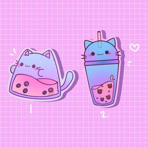 Kitty Boba Sticker: Glossy, Cat Boba Drink