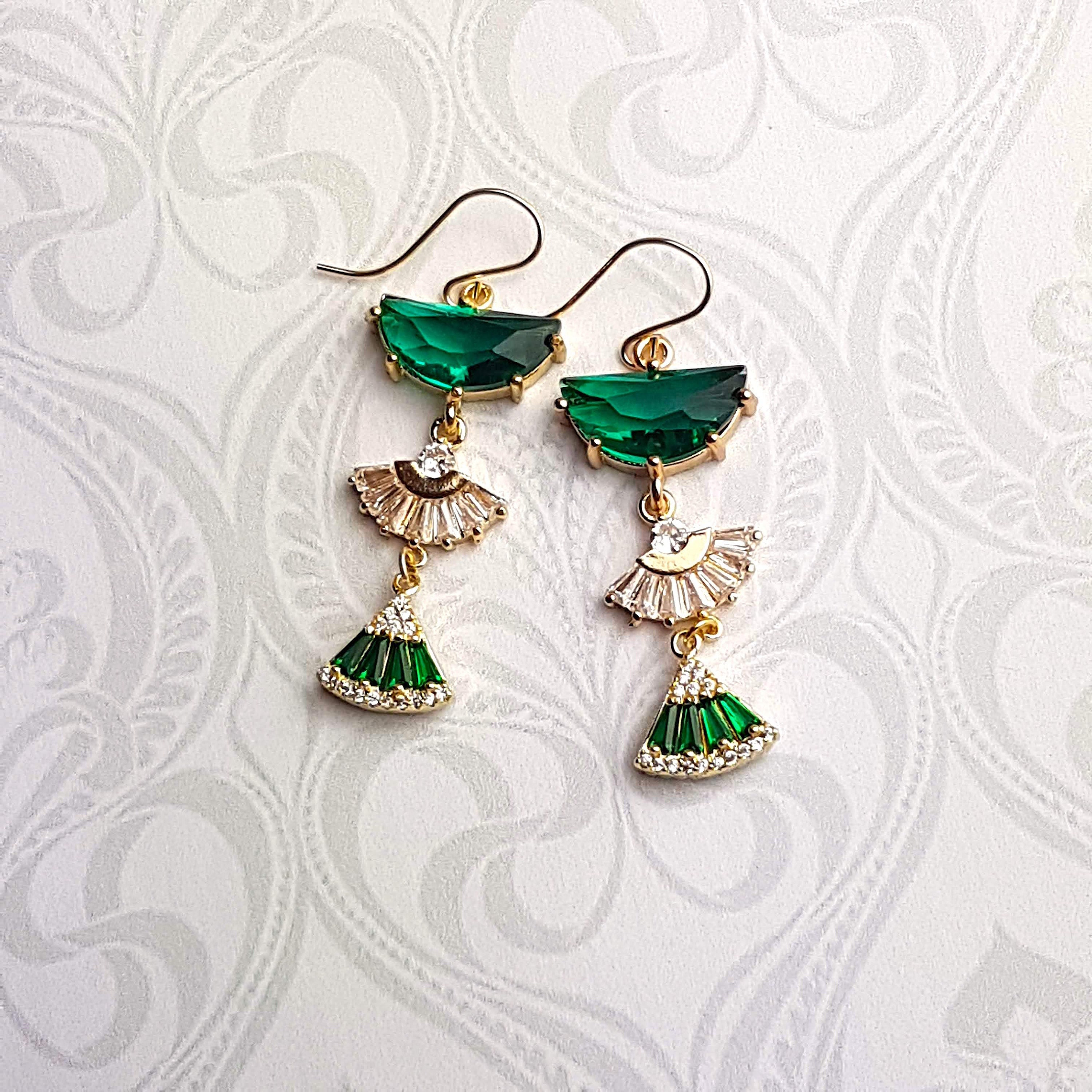 Emerald Hydro Quartz Earrings 17x27mm – KyleChanDesign