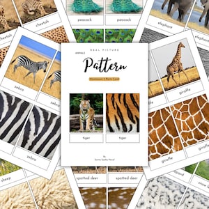 CARTE MONTESSORI EN 3 PARTIES : image réelle d'animaux et de leur motif au total 90 animaux | Méthode Montessori, enseignement à domicile