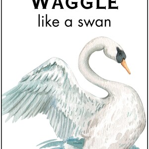 May include: Watercolor illustration of a white swan with outstretched wings, floating on blue water. The image includes the text "WAGGLE like a swan" in bold black letters. The title "SIENTA SASIKA NOVEL" is at the top.