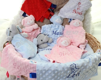 Personalised Embroidered Baby Comforter | Custom Plush Blankie | Newborn Gift Keepsake