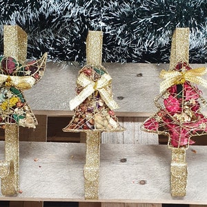 Gold Glitter Türhänger für Weihnachtskränze, Kranzhänger aus Metall - Duftende Weihnachtsdekoration in 3 festlichen Designs
