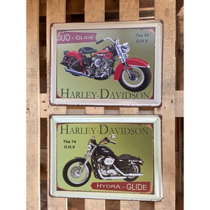 Hanging Vintage Style Metal Sign Classic Harley Davidson Motorbike Printed Retro Wall Art. Vintage Distressed Look Sign, Lovely Gift Idea