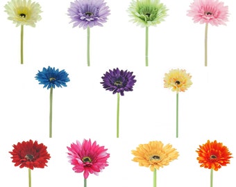 Small Head Single Stem Silk Gerbera Flower Stem Quality Artificial Flowers 55cm Many Colours  Bright Daisy Gerbera For Floral Arrangements