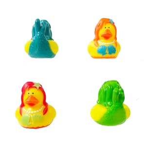 Mermaid Mini Rubber Duck Set: Fun Gift, Wedding Favour, Duck Race etc. Cute Mystical Mer-Ducks in Disguise in Four Bright Colours