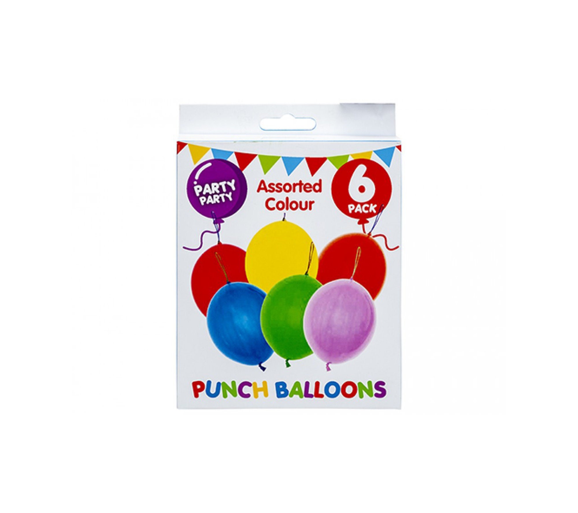 6 Punch Balloons for Party Decorations or Favours Ideal Party Bag fillers - 6 rainbow colours large balloons on elastic for fun or hanging