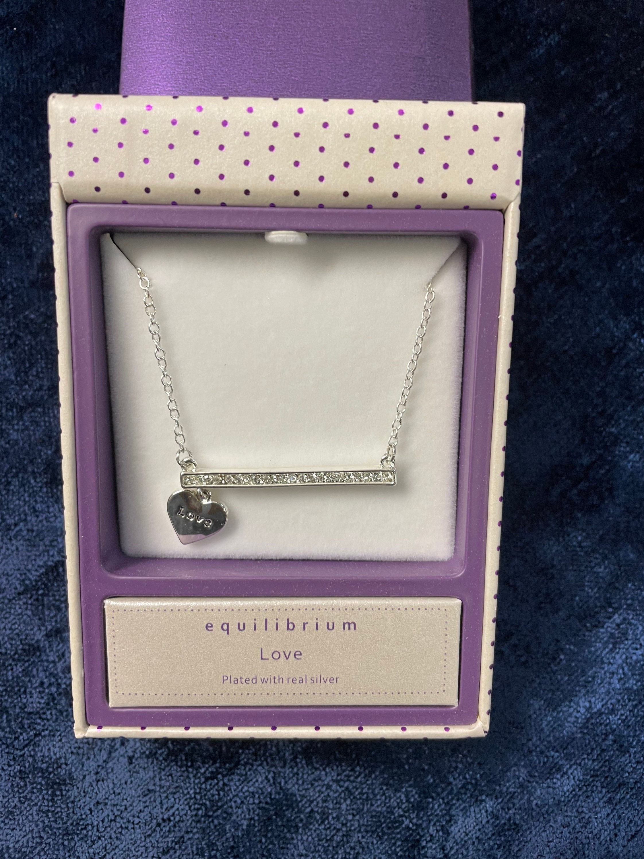 Equilibrium Love Heart Silver Plated Necklace in Gift Box