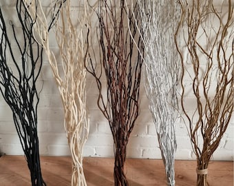 Table Top Bunch Willow Twig Branches 85cm 8-10 Pieces Brown Cream Silver Black Or Gold Twigs