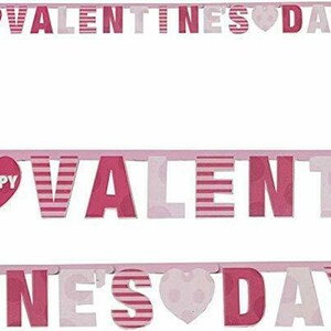 Valentinstagsbanner Happy Valentines Day Pappe Hängeschild in Rosa und Rot. Valentinstag Streifen Pappe Gelenkbrief Banner