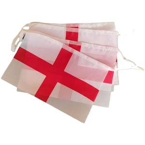 England Bunting -Rayon Flags- St George- Football World Cup -20 foot ( over 6 Metre)  Long with 12  Flags  12" by 8" on String