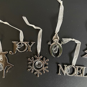 Silver Metal Jewel Christmas Decorations in 6 Designs - Add to a Wreath, Festive Display, Garland, Tree, and More. Create Your Own Displays