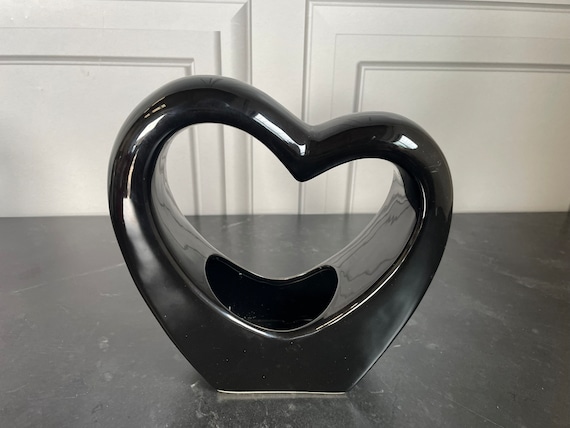 Vasetto A Cuore In Porcellana Lucida Homestreet - Ornamento Da Tavolo - Rosso, 16x16 Cm - Regalo Elegante Per Casa E Ufficio