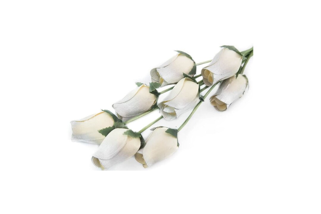 Silver or Gold Tipped Wooden Roses Cream Rose Buds With Silver or Gold ...