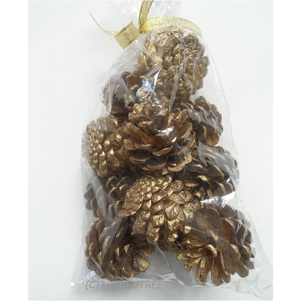 Pack Of 12 Christmas Gold Bronze Pine Cones For Decoration Or Craft