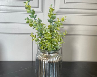 高さ18.5 cmのメタリックリブ付き花瓶、スプラッター仕上げのボトル型