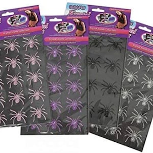 Glitter Spider Crystal Stickers Body Decoration or Stick On Devices etc Pack of 15 Glitter Diamante Spiders - Pink, Black, Purple, or Silver