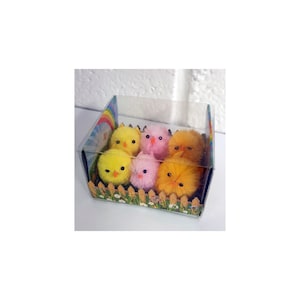 6 chenilles mini poussins moelleux colorés pour l’artisanat de Pâques - Fabrication de bonnets - Décoration de gâteaux - Chasses aux œufs en orange, rose et jaune