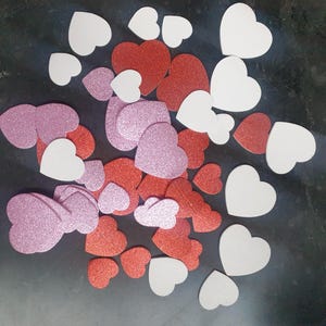 Adesivos de espuma de coração de amor em vermelho, rosa e branco, glitter em forma de coração, adesivos em 3 tamanhos - Cartões, decoração de dia dos namorados, dia das mães, artesanato