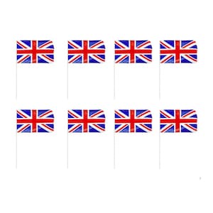 Union Jack wehende Flaggen - Dekorieren oder Halten -Packung mit 8-40 Kunststofffahnen auf Stöcken -2025 VE Day Feier Großbritannien Euroversion