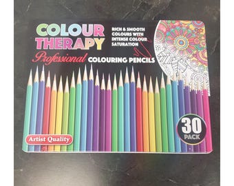 Lápices de colores brillantes para terapia del color: 30 unidades en una lata. Lápices de colores arcoíris listos para usar y afilados. Para la vuelta al cole, manualidades en casa y la universidad.