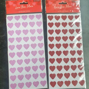 Glitter liefdeshartstickers in roze en rood 50-100 kleine zelfklevende harten voor kaarten maken, knutseldecoratie en meer